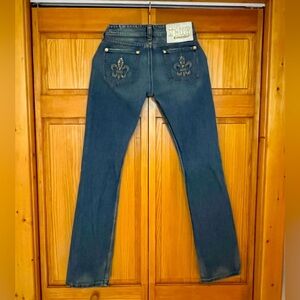 FAITH CONNEXION. Jeans With Fleur De Lis. NWOT. Size 28, No Stretch!